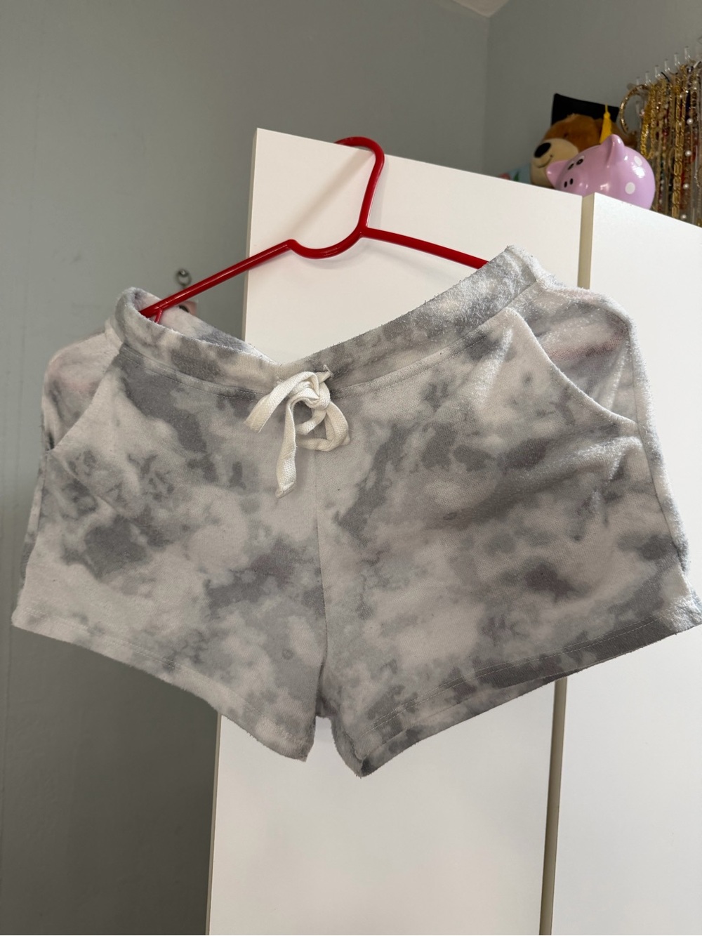 Roma Gray and White Tie-Dye Athletic Shorts
